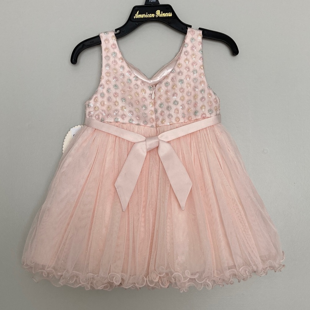 American Princess Dress Sweetheart Neckline Sparkly Pearls Bows 18 mo ✨ - Picture 5 of 8